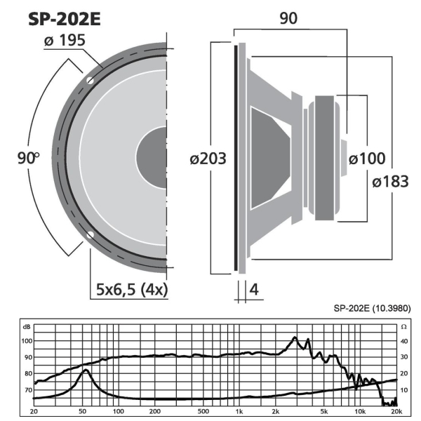 Monacor SP-202E Hi-Fi-Tiefmitteltöner Subwoofer 50 Watt 4 Ω Ohm 20cm